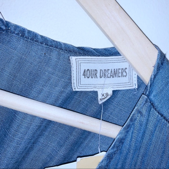 4our Dreamers Denim Cropped Wide Leg Jumpsuit - Picture 7 of 10